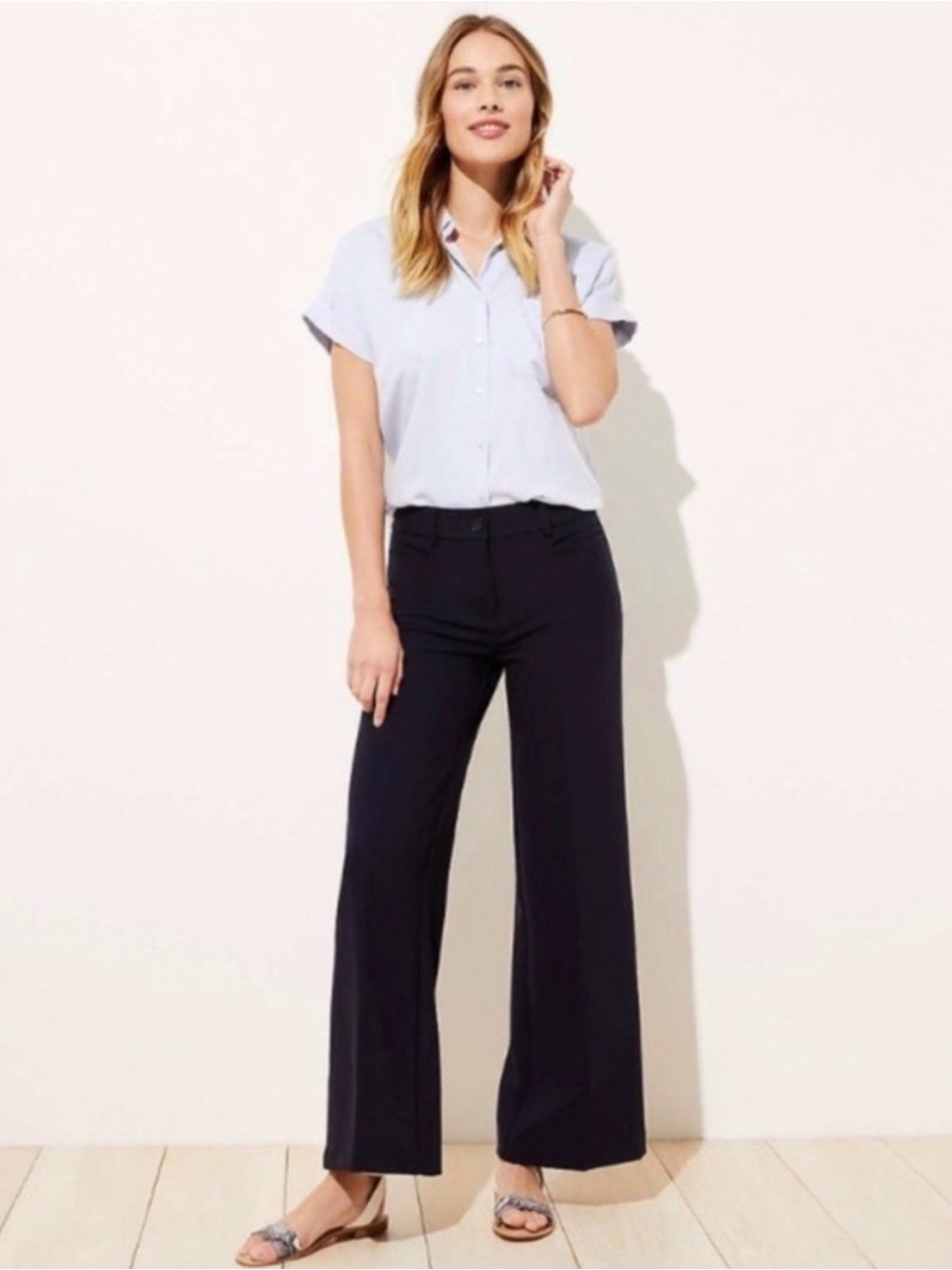 LOFT Kate  Charcoal Grey Flat-Front Trousers Size 0